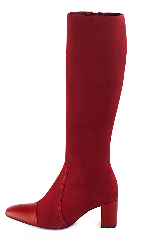 French elegance and refinement for these cardinal red feminine knee-high boots, 
                available in many subtle leather and colour combinations. Record your foot and leg measurements.
We will adjust this pretty boot with zip to your measurements in height and width.
You can customise your boots with your own materials, colours and heels on the 'My Favourites' page.
To style your boots, accessories are available from the boots page 
                Made to measure. Especially suited to thin or thick calves.
                Matching clutches for parties, ceremonies and weddings.   
                You can customize these knee-high boots to perfectly match your tastes or needs, and have a unique model.  
                Choice of leathers, colours, knots and heels. 
                Wide range of materials and shades carefully chosen.  
                Rich collection of flat, low, mid and high heels.  
                Small and large shoe sizes - Florence KOOIJMAN